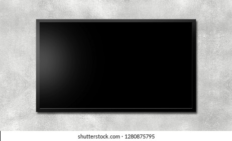 Led Tv Or Blackboard On Gray Concrete Wall