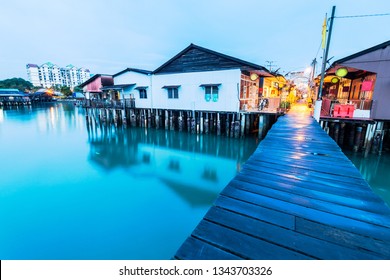 Lee Clan Jetty view during sunrise in George Town Penang - Shutterstock ID 1343703326