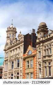 Leeds City, UK. Old British Architecture Of Briggate Street.