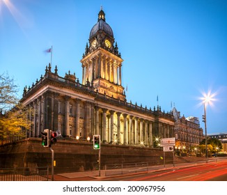 Leeds Town Hall In The City Centre Of Leeds England Representing A Gothic Style Architecture.