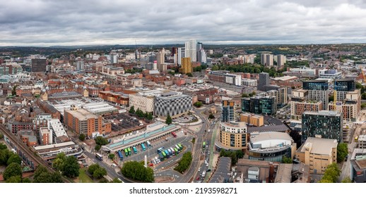 LEEDS, UK - AUGUST 24, 2022. Aerial View Of Leeds City Centre With Bus Station And Transport Links And Victoria Shopping Centre