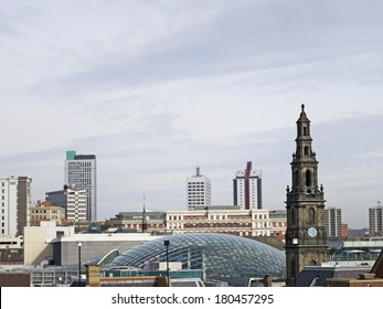 LEEDS, UK - MARCH 5: Roof of the Trinity Shopping Centre becomes part of Leed skyline, Leeds, 05 March 2014. New centre celebrates unrivalled footfall since doors opened on 21st March, 2013.