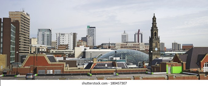 LEEDS, UK - MARCH 5: Roof of the Trinity Shopping Centre becomes part of Leed skyline, Leeds, 05 March 2014. New centre celebrates unrivalled footfall since doors opened on 21st March, 2013.