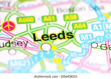 Leeds. United Kingdom On A Map