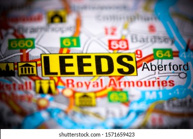 Leeds. United Kingdom On A Map