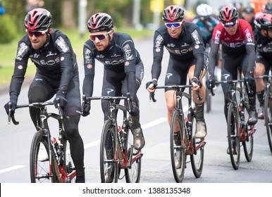 Leeds, West Yorkshire / UK - 05 3 2019: Geraint Thomas And Team Ineos Racing In The Tour De Yorkshire Stage 2