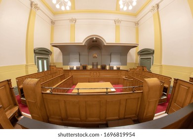 Leeds, West Yorkshire UK, 8th Jan 2019: Wide Angle Photo Showing The Outside Of The Historic Leeds Town Hall, Showing The  Old Court Room