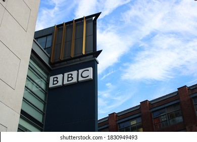 LEEDS, WEST YORKSHIRE / UK - OCTOBER 5TH 2020: BBC British Broadcasting Company television studio building exterior in Leeds city centre