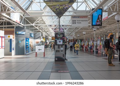 Leeds, West Yorkshire, United Kingdom - June 23 2021: Leeds Bus Station. 