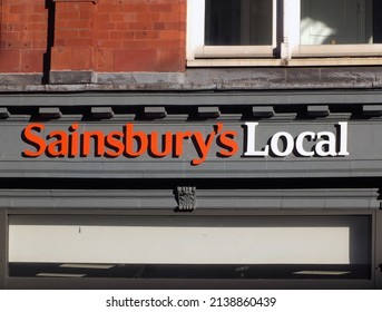 Leeds, West Yorkshire, United Kingdom - 17 March 2022: Sign Above A Sainsburys Local Store In Leeds City Centre