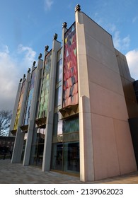 Leeds, West Yorkshire, United Kingdom - 17 March 2022: Facade Of The New West Yorkshire Playhouse Theatre Building In Saint Peters Street Leeds.