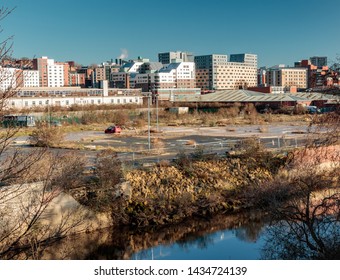 LEEDS, YORKSHIRE, UNITED KINGDOM - JANUARY 23, 2019: View Of Derelict Land Off Whitehall Road