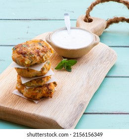 Leek Carrot, Potato And Zucchini 
 - Vegetarian Patties  Served With Yogurt Dipping Sauce