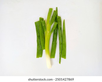 leeks,close up of leeks isolated on white