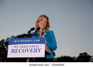 Leesburg, Virginia, USA, 17th October,  2012
Barbara Comstock Delegate From Virginia (R-34) Warms Up The Crowd At The Rally For Mitt Romney At Ida Lee Park In Leesburg  Virginia Tonight.

