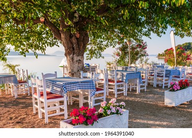 Lefkada, Greece. Seaside Taverna On A Sunny Morning.