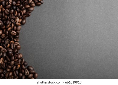 Left Banner  Coffee Grain Background On Gray Table