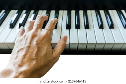 Left Hand Play Piano Isolated Image No People White Background