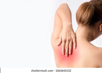 left hand touching medial border of left scapular bone, case tender and trigger and pain left side of left rhomboid muscle area