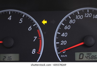 Left Turn Signal On Car Dashboard