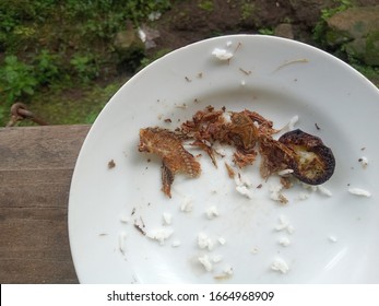 Leftover Food On The Plate To Be Washed