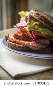 Leftover Holiday Ham Sandwich With Cheese And Spicy Honey Mustard