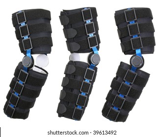 Leg Brace Over White. Orthopedic Series