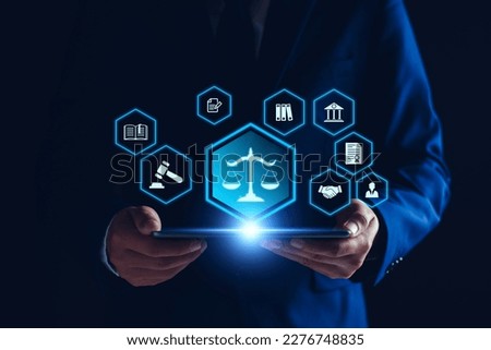 Legal advice for digital technologies, business, finance, intellectual property. Legal advisor, corporate lawyer, attorney service. Laws and regulations. paperwork expert consulting Related Crime Act. Foto stock © 