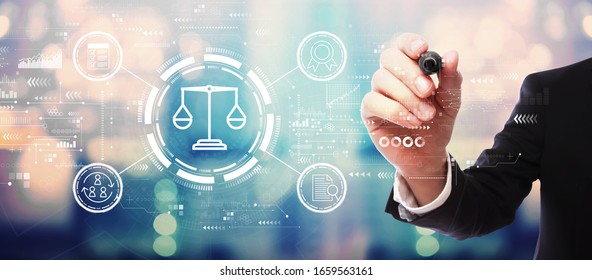 Legal Advice Service Concept With Businessman On Blurred Abstract Background