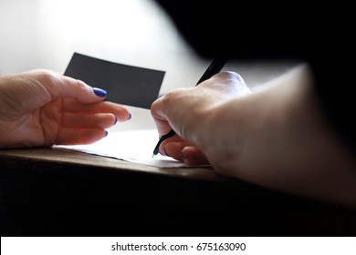 Legal Aid . The Woman Signs The Contract