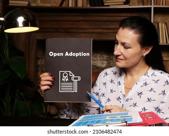 Legal Concept About Open Adoption With Sign On The Page.

