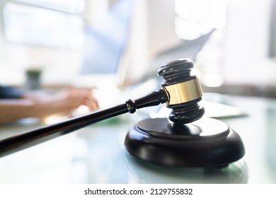 Legal Court Technology. Law Trial Tech And Laptop - Shutterstock ID 2129755832