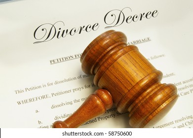 Legal Gavel On Top Of Divorce Papers