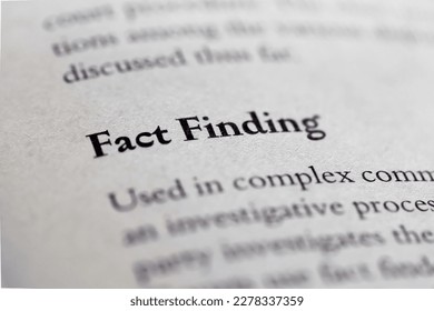 legal or law book with Fact Finding regarding investigations focused in closeup of explanation - Shutterstock ID 2278337359