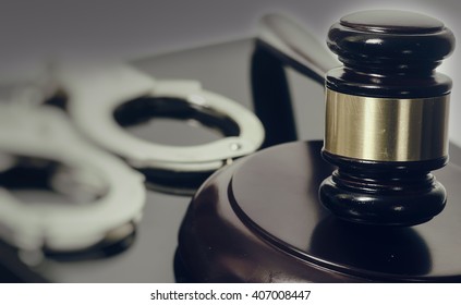 Legal Law Concept Image - Gavel And Handcuffs 