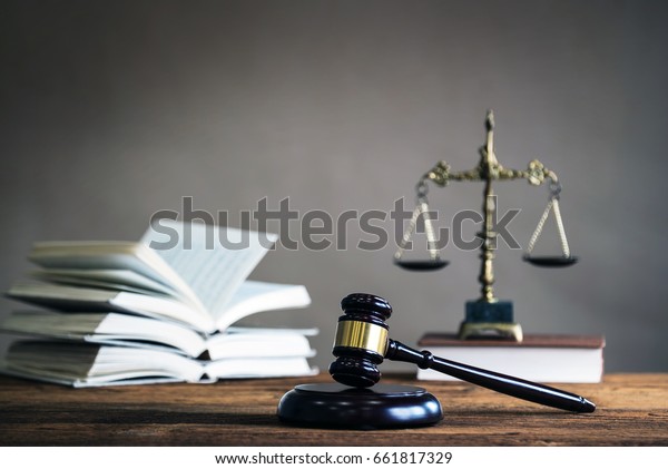 Legal office of lawyers and attorney. Judge\
Gavel, Scale of Justice