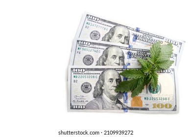 The legality of cannabis, legal and illegal in the world. Marijuana cannabis business concept. Medical marijuana stock market concept. Dollar THC CBD Cannabis Marijuana. One hundred dollar bills 