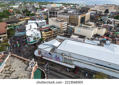 Legazpi City, Albay, Philippines - Oct 2022: Drone Shot Of A Busy Downtown Scene.