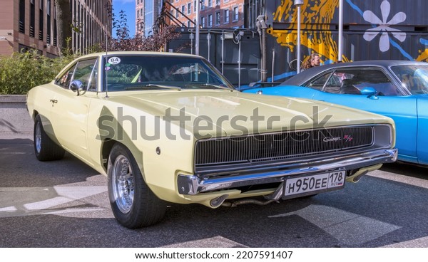 Legendary American Muscle car Dodge Charger 2nd gen\
(B-body), 1968â€“1970 on Original Meet Show. Russia, St.\
Petersburg, September 10,\
2022