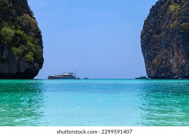 The legendary Maya Bay beach without people where the film 