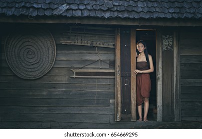 Legendary Thai Ghost Mae Nak Phra Khanong,Thai Traditional Uniform Dress.