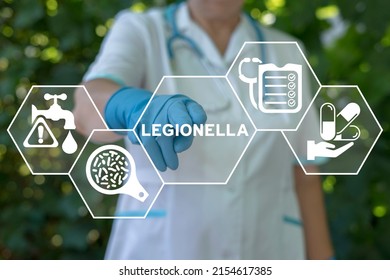 Legionella test medical concept. Legionella pneumophila bacteria in human lungs diagnosis - causative agent of legionnaire's disease. - Shutterstock ID 2154617385