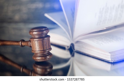 Legislation And Law. Procedure For Making Laws. Book Of Laws. Concept Of Adoption Of The Law. Legal Code. Judge's Gavel.