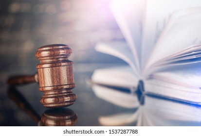 Legislation And Law. Procedure For Making Laws. Book Of Laws. Concept Of Adoption Of The Law. Legal Code. Judge's Gavel.