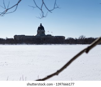 Legistlative Building Of Saskatchewan In Regina In The Winter