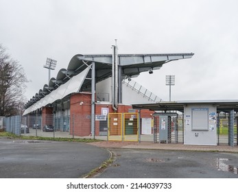 LEGNICA, POLAND - DECEMBER 20, 2021: View From Outside Stadion Miejski In Legnica, Poland