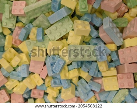Lego candy bricks, abstract and background