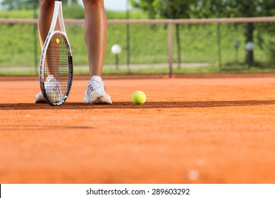 Legs Of Female Tennis Player.Close Up Image.