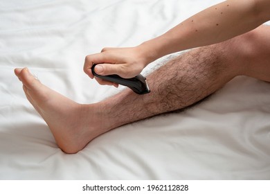 Legs Hair Removal For Men. Shaving With Clippers.