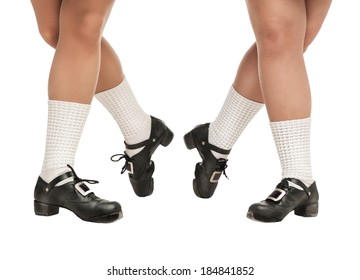 irish dancing hard shoes with white strap